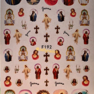 Jesus, & crosses nail decals self adhesive 1 sheet of stickers for trending nail art supplies