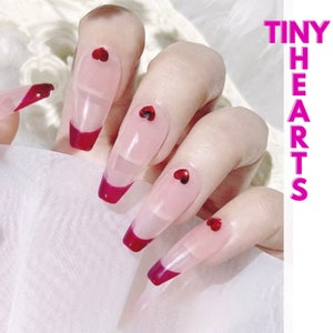 Tiny hearts crystals 10 pcs nail 3D art. Valentines nails
