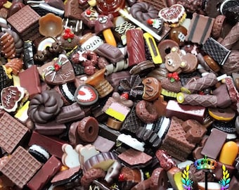 Kawaii chocolate food assortment random charms 10 pcs 3D nail art