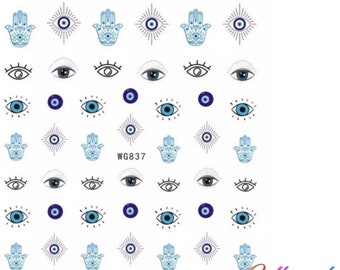 Calcomanías de uñas Evil Eye autoadhesivas 1 hoja de pegatinas para suministros de arte de uñas