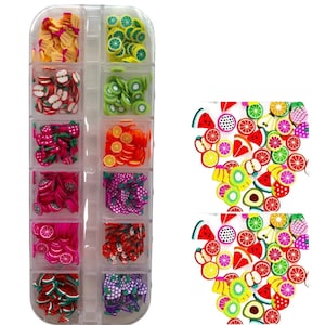 Fruit slices and shapes for nail 3D art polymer clay Flowers, Hearts