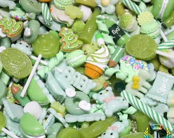 Kawaii Green mix assortment random charms 10 pcs 3D nail art