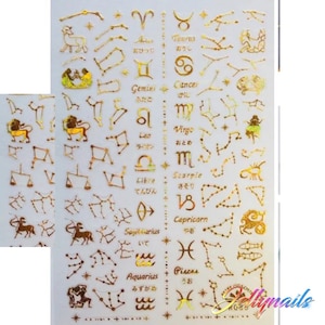 Gold Astrology horoscope signs foil rise decals stickers nail art