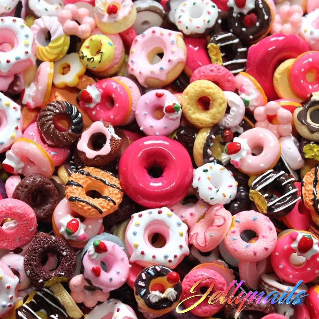 Kawaii donuts & life savers random 10 pcs 3D nail art