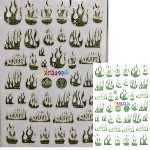 Flames & money dollars decals self adhesive sticker sheet for  nail art supplies