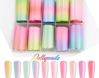 Sherbet Pastel effect, colors foils nail transfer In a box . Ice cream nails