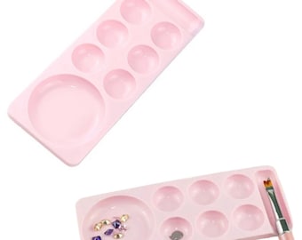 Nail artist palette Pink Color rhinestone, brush holder