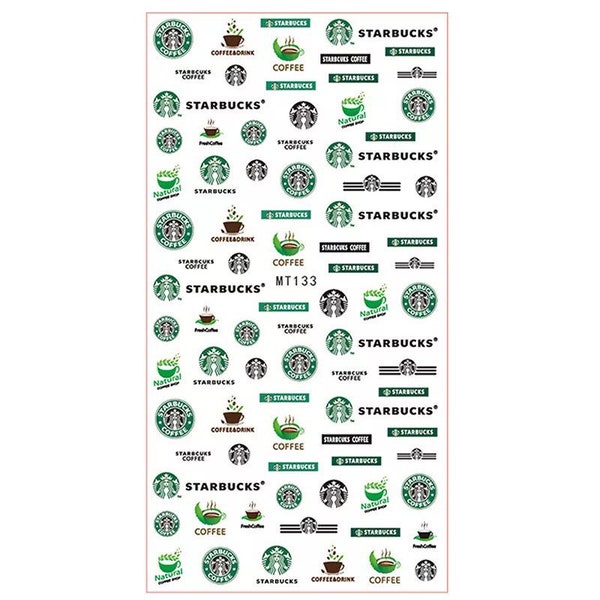 Coffee & lattes drinks nail decals self adhesive stickers for trending nail art supplies
