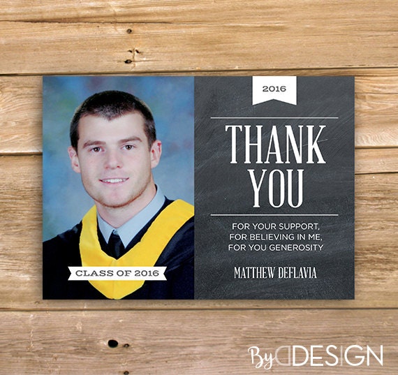 Graduation Thank You Card, College, High School, Grade school, chalkboard,  printable, instant download