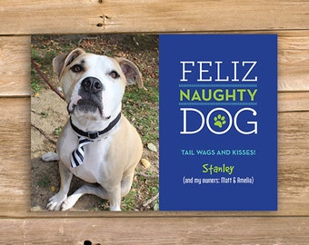 Tarjeta de Navidad de perro travieso feliz, tarjeta de Navidad divertida, tarjeta de Navidad personalizada foto de Pet, Foto tarjeta, descarga instantánea, para imprimir