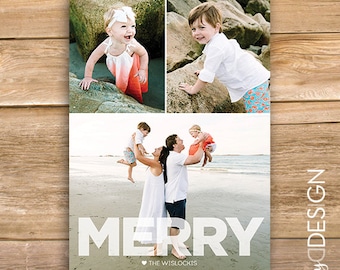 Feliz tarjeta de Navidad, tarjeta de Navidad de la foto personalizada, tarjeta de vacaciones de la foto, 3 fotos, imprimible, descarga instantánea