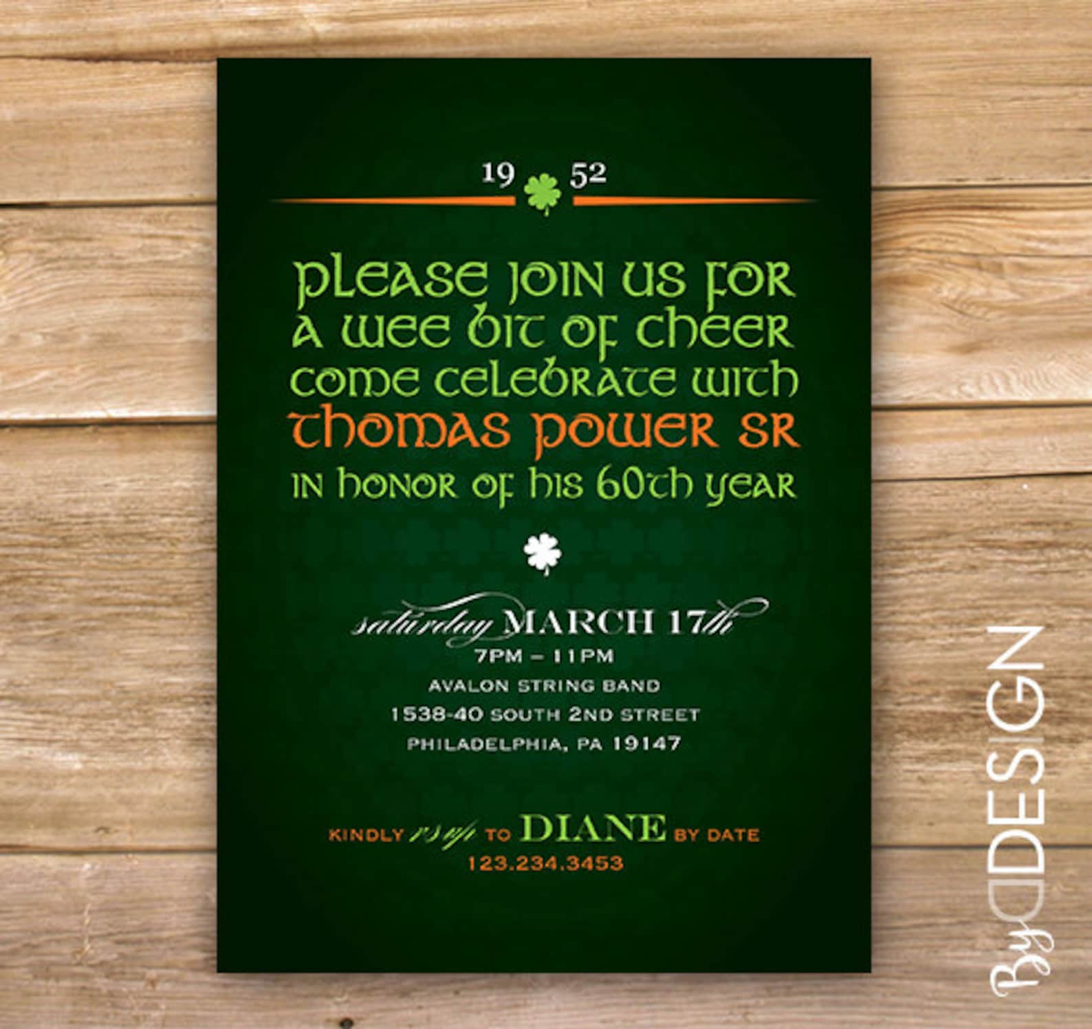 Irish Birthday Invitation, Irish Invite, Celtic, Any Age, Printable