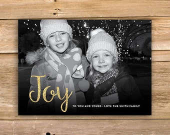 Tarjeta de Navidad alegría, tarjeta de Navidad con foto personalizada, Foto tarjeta, brillo, alegría para ti y los tuyos, para imprimir, descarga inmediata