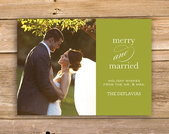 Newlywed Christmas Card, Merry and Married Holiday Card, Wedding Holiday card, Personalized Photo, Holiday Card, printable, instant download