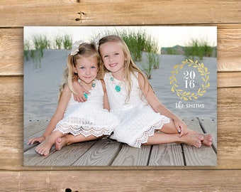 Tarjeta de Navidad de la lámina de oro, tarjeta de Navidad de la foto personalizada, tarjeta de vacaciones de la foto, corona, oro, año, imprimible, descarga instantánea