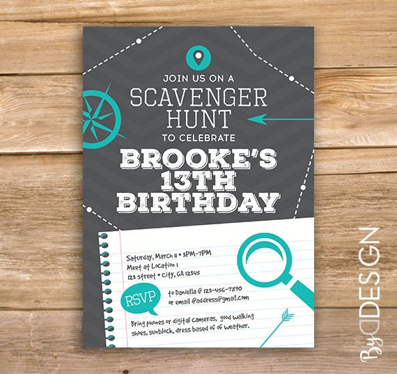 Scavenger Hunt Party Invitations 8