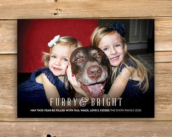 Niños y perro tarjeta de Navidad, tarjeta de Navidad personalizada foto de Pet, Foto tarjeta, tarjeta de Navidad divertida, descargar imprimible, instantánea