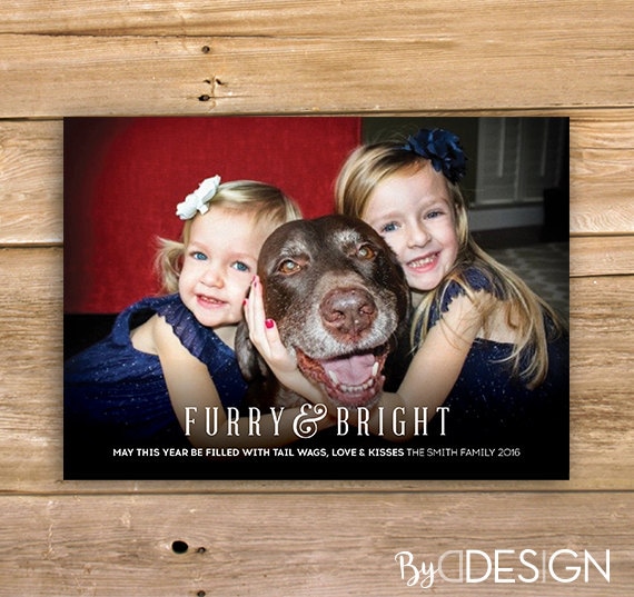 Kids and Dog Christmas Card, Personalized Pet Photo Christmas Card