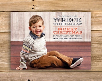 Destruir las salas Navidad tarjeta, tarjeta de Navidad divertida, tarjeta de Navidad con foto personalizada, Foto, niños, imprimible, instant download
