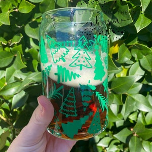 Christmas Tree Beer Can Glass, Christmas Tree Iced Coffee Glass, Christmas Inspired Beer and Iced Coffee Mug
