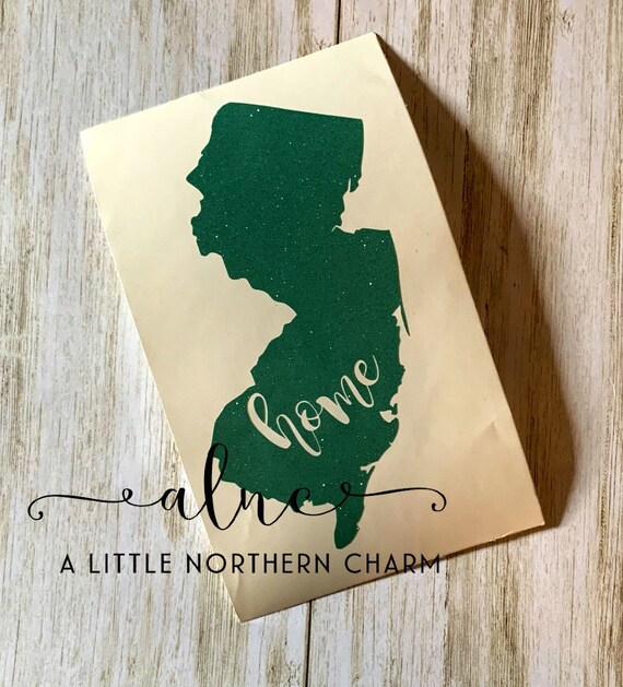 Home State Decals Custom State Car Decal Glitter State Etsy