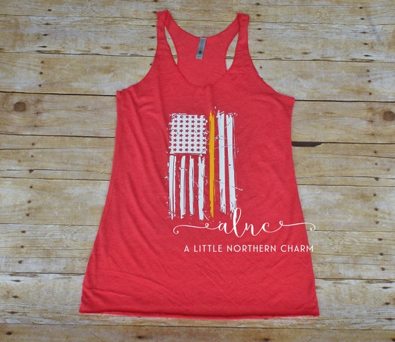 RED Fridays tank top, Deployment tank top, Deployment shirt, RED Friday Shirt, Distressed flag shirt, Flag tank , Yellow line tank top