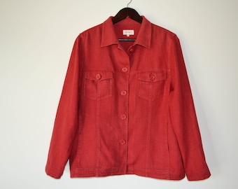 Biancheria donna giacca Vintage naturale biancheria donna giacca lino rosso estate camicia estate donna giacca giacca Boho estate giacca alla moda