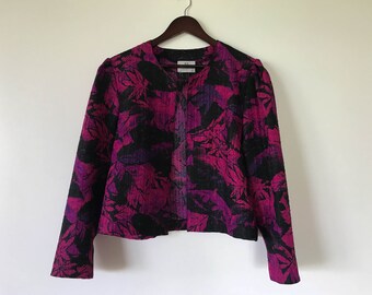 Dark Red flower Women Jacket Lightweight Jacket Summer 90s Vintage poly Classic Woman Jacket  Luxury Cropped Jacket Short jacket