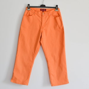 Vintage orange semi jeans Women Denim Summer jeans Bohemian Jeans Summer denim Women orange pants Embroidered American jeans Medium Size