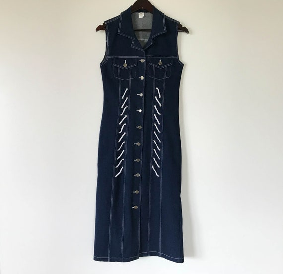 black jean dress with buttons