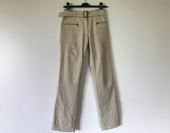 white leather trousers womens