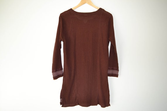 Brown Cotton Blouse Long Sleeve Women blouse Boho… - image 2