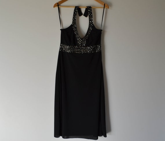 Vintage Women evening party Dress black embroider… - image 1