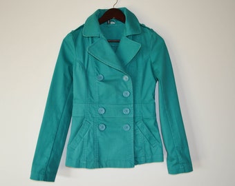 Green women jacket Trench Coat Women's Overcoat Women long sleeve Raincoat Classic Trench Coat Gift for Her Small Size