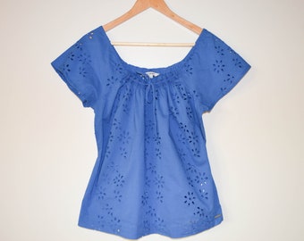 Women summer Lace Caftan Blue summer women tunic Bohemian Women summer Lace Tunic Boho party top Gift for her Small Size