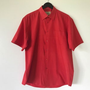 Majester Jeans Men red Cotton Shirt Men's striped Shirt Men Button up Shirt Short Sleeve Shirt Plaid Dress Up Shirt Work Shirt Large Size