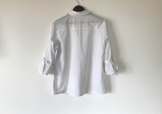 White Vintage 80s Blouse Women Boho Blouse Classi… - image 2