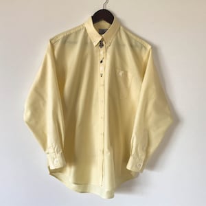 Men Cotton Shirt pale Yellow Shirt Men Button up Shirt Long Sleeve Shirt Shirt Cotton Work Shirt Medium Size Shirt