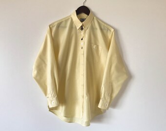 Men Cotton Shirt pale Yellow Shirt Men Button up Shirt Long Sleeve Shirt Shirt Cotton Work Shirt Medium Size Shirt