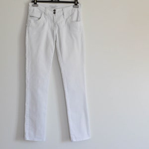 Vintage White elastic Denim Summer trousers Bohemian Jeans Summer white denim Women pants American jeans Small Size