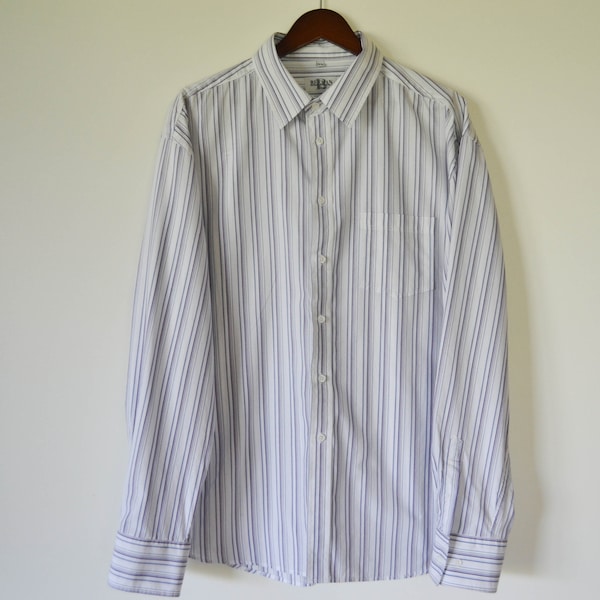 Men Cotton classic Shirt white striped blue Shirt Men Button up Shirt Long Sleeve Shirt Men party Shirt Cotton Work Shirt