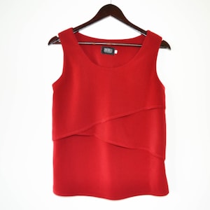 Red Vintage 80s women Blouse Light summer Blouse Sleeveless Summer Fluffy shirt Party shirt Evening women red blouse