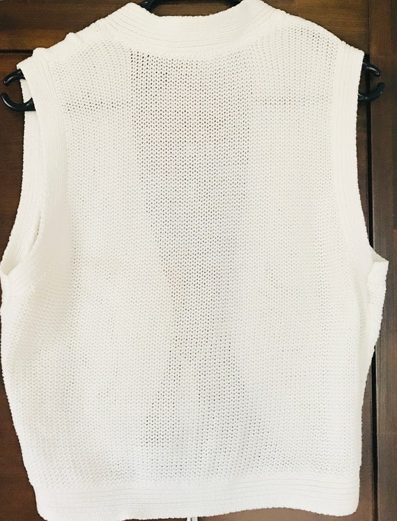 Knitted Fringe Vest Ivory White Vest Women Boho V… - image 3