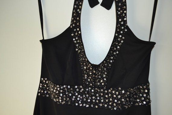 Vintage Women evening party Dress black embroider… - image 4