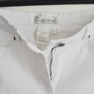 Vintage White elastic Denim Summer trousers Bohemian Jeans Summer white denim Women pants Medium Size