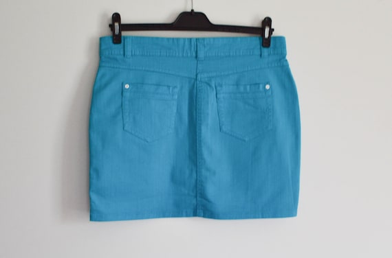 turquoise denim skirt