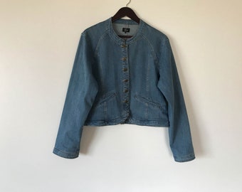 Vintage Pale Blue Denim Jacket Women Denim Jacket Cropped Denim Jacket Jean Summer Blazer Blue Denim Coat Large Size Jacket