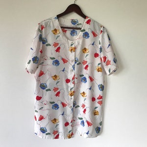 Vintage anni 80 donne viscosa camicia colorata estate camicia pulsante camicetta manica corta Hipster Chemise Festival camicetta dimensione