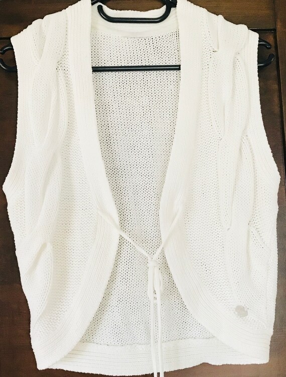 Knitted Fringe Vest Ivory White Vest Women Boho V… - image 2