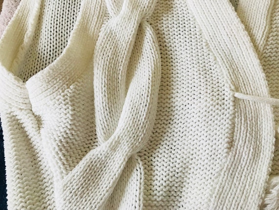 Knitted Fringe Vest Ivory White Vest Women Boho V… - image 6